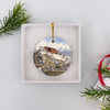 Opened white gift box presenting the double-sided Potala Palace ceramic ornament.