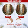 Product size chart illustrating the 3-inch diameter and double-sided print design of the ceramic ornament.
