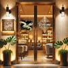 Detailed marine turtle artwork sticker applied neatly on a smooth glass door.
