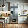 Glossy Sea Turtles decal styling the front panel of a modern kitchen refrigerator.