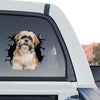 Charming Shih Tzu Wall Dogs vinyl sticker applied cleanly to the rear window of a truck.