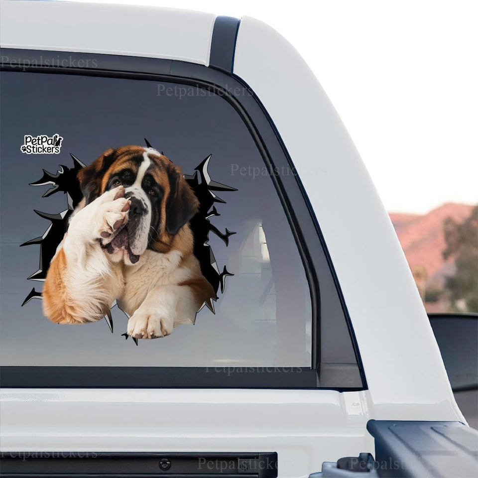 Clear vinyl St. Bernard sticker displaying a standalone product design with vibrant colors.