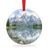 Teton Range ceramic ornament shown on a clean white background with attached ribbon