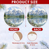 Product size chart displaying the 3-inch round dimensions and double-sided mountain print