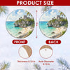 Accurate size chart diagram illustrating the 3-inch round dimensions and double-sided print specifications.