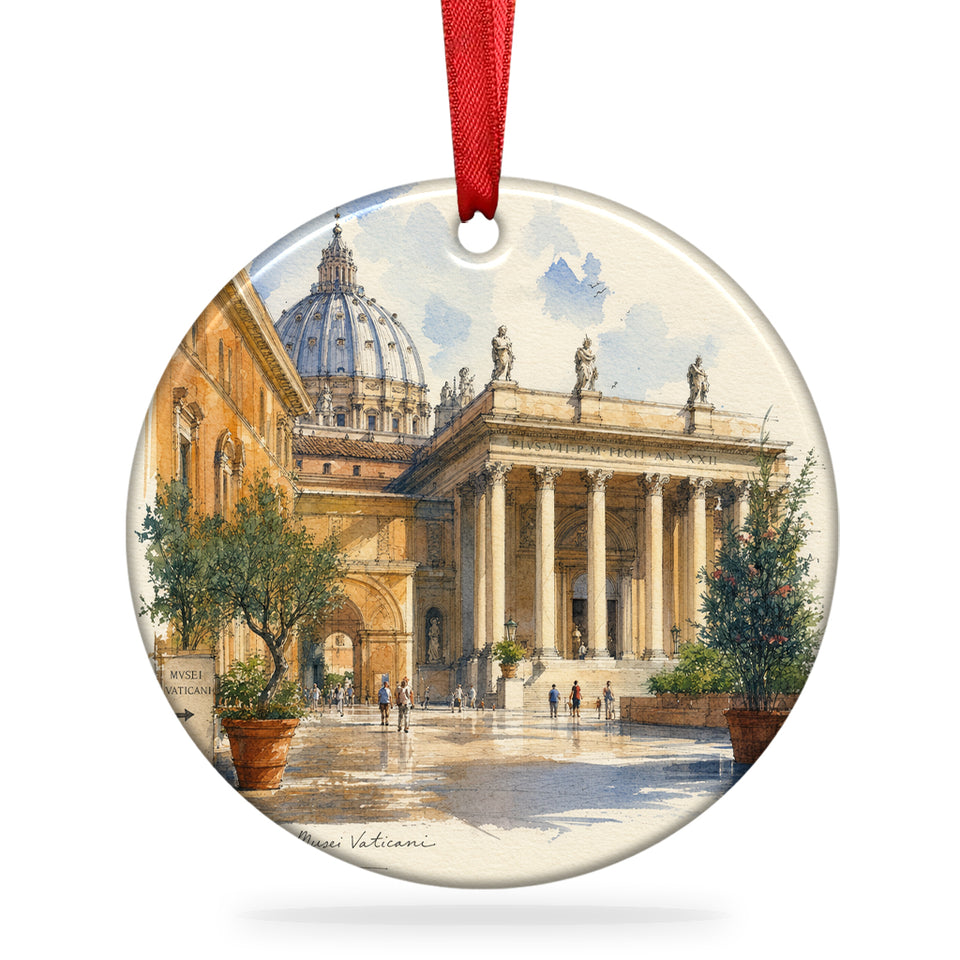 Vatican Museums ceramic ornament displayed on a clean white background with hanging ribbon.