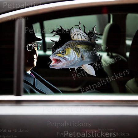 Fun Walleye Fishing graphic decal placed smoothly on the lid of a clean toilet.