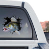 Glossy Walleye Fishing decal displayed on the back window of a truck.
