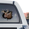 Outdoor hunting decal applied to the rear window glass of a truck ready for backcountry adventure.