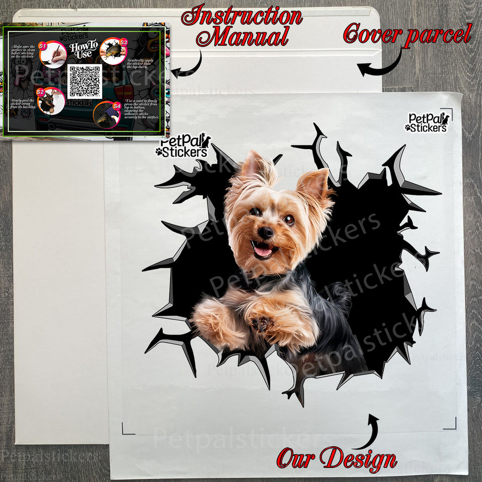 Unboxing the Yorkie decal with step-by-step instructions inside the package.