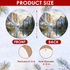 Product size chart diagram displaying three-inch dimensions and two-sided print for the ornament.
