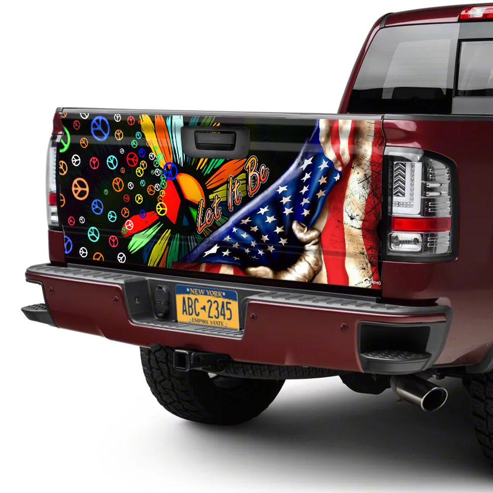 Hippie truck Tailgate Decal Sticker Wrap Let It Be Tailgate Wrap Decals For Trucks