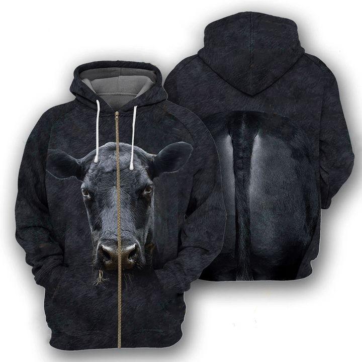 COW ANGUS CATTLE ZIP HOODIE 3D