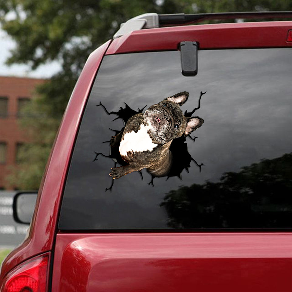 Frenchie Crack Decal For Rear Window Wiper Cute A Magnetic Stickers Best White Elephant Gifts - Wildlife & Nature die-cut waterproof vinyl sticker decal