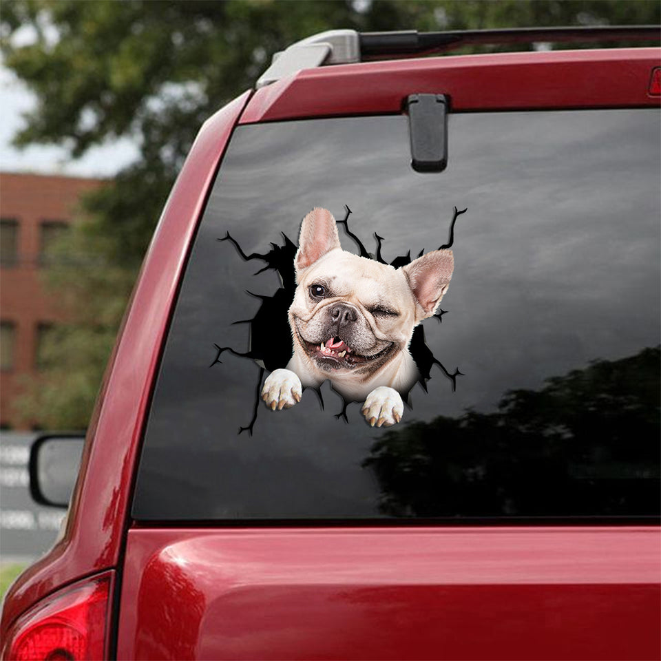 Frenchie Crack Decals Kawaii Window Stickers Good Fathers Day Gifts - General die-cut waterproof vinyl sticker decal