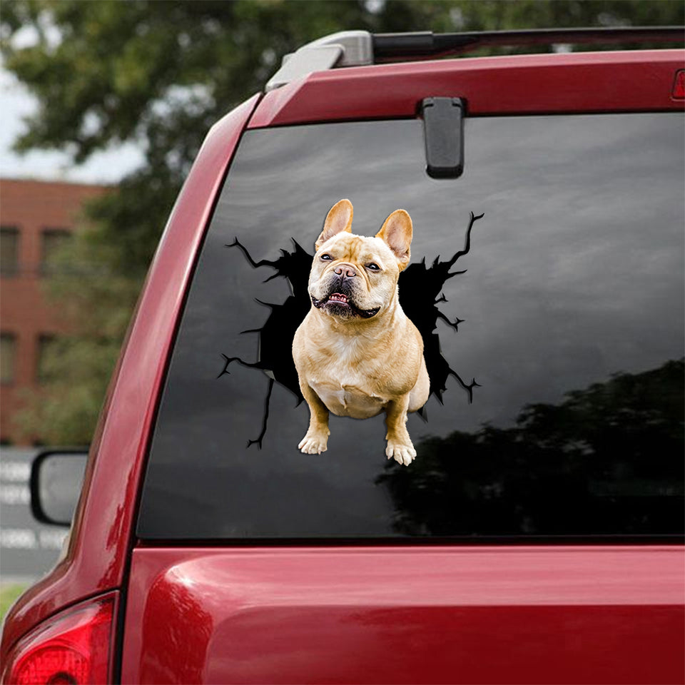 Frenchie Crack Sticker Album Hot Car Window Stickers Housewarming - General die-cut waterproof vinyl sticker decal