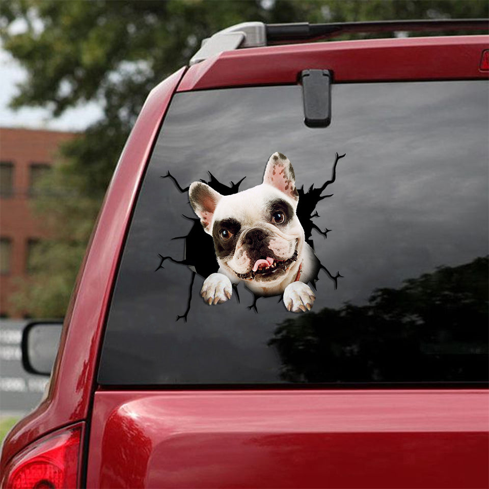 Frenchie Crack Door Decal Nice Logo Stickers Gifts For Men - General die-cut waterproof vinyl sticker decal