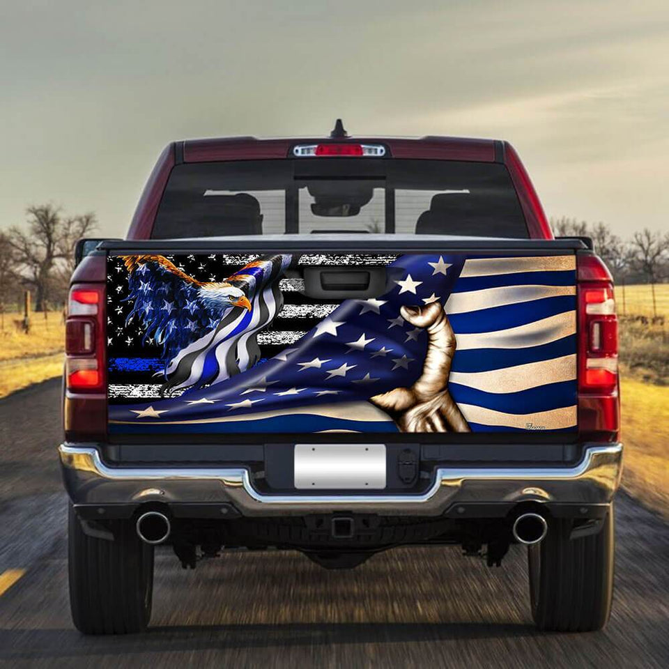 The Thin Blue Line American Eagle truck Tailgate Decal Sticker Wrap Tailgate Wrap Decals For Trucks