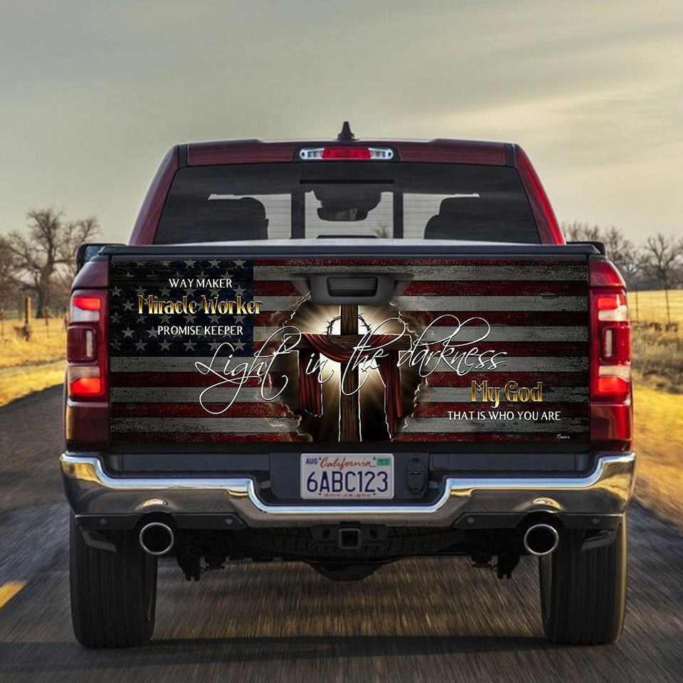 God Jesus Cross American truck Tailgate Decal Sticker Wrap Tailgate Wrap Decals For Trucks