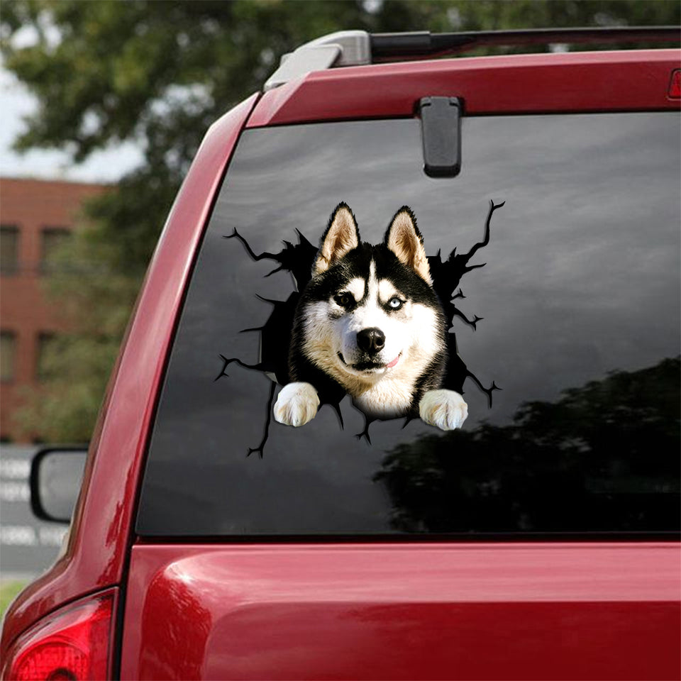 Siberian Husky Crack Decal Window Wiper Cool Window Decals For Business Best Gifts 2021 - Dog Lovers die-cut waterproof vinyl sticker decal