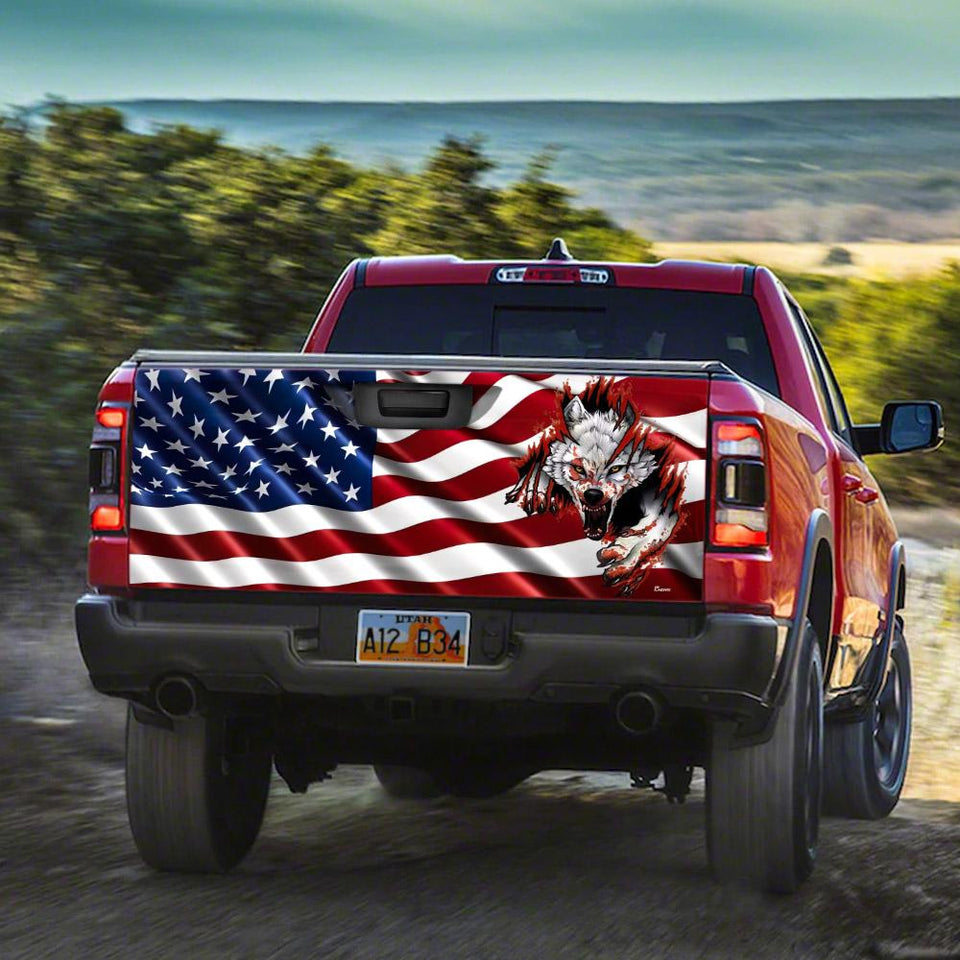 Wolf Graphic American Truck Tailgate Decal Sticker Wrap Tailgate Wrap Decals For Trucks