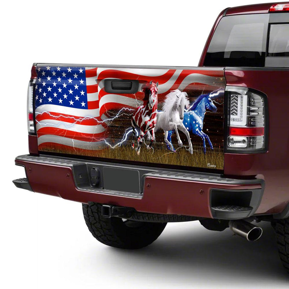 Three Horses American truck Tailgate Decal Sticker Wrap Tailgate Wrap Decals For Trucks