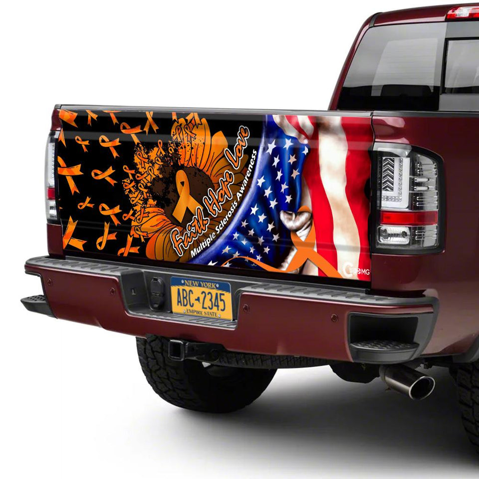 Multiple Sclerosis Awareness truck Tailgate Decal Sticker Wrap Faith Hope Love Tailgate Wrap Decals For Trucks