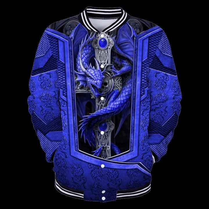 3D TATTOO AND DUNGEON DRAGON HOODIE blue