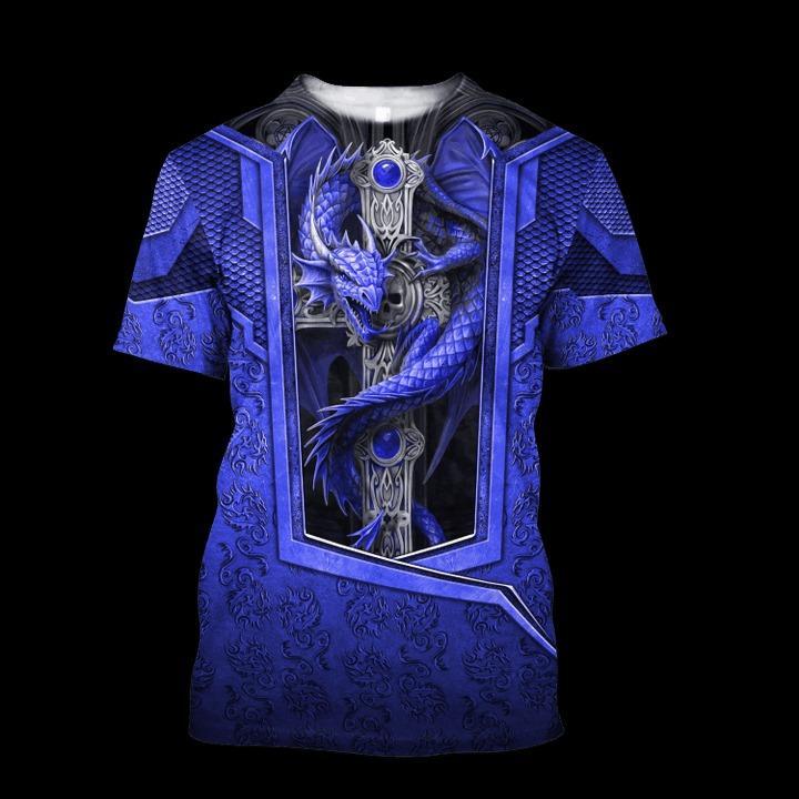 3D TATTOO AND DUNGEON DRAGON HOODIE blue