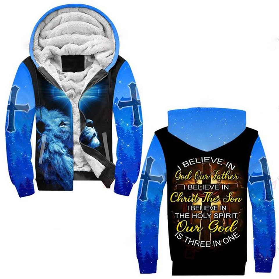 I BELIEVE IN GOD OUR FATHER I BELIEVE IN CHRIST THE SON I BELIEVE IN THE HOLY SPIRIT OUR GOD IS THREE IN ONE ALL OVER PRINTED SHIRTS DH01042107