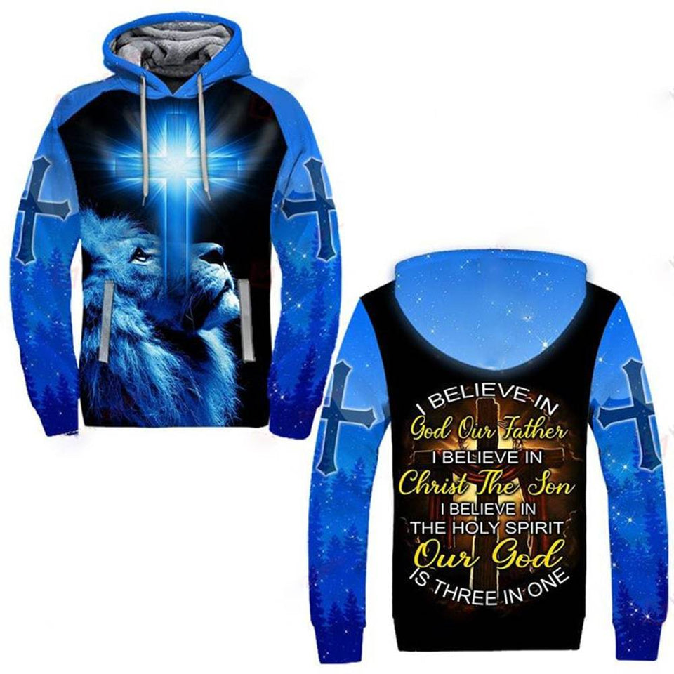 I BELIEVE IN GOD OUR FATHER I BELIEVE IN CHRIST THE SON I BELIEVE IN THE HOLY SPIRIT OUR GOD IS THREE IN ONE ALL OVER PRINTED SHIRTS DH01042107