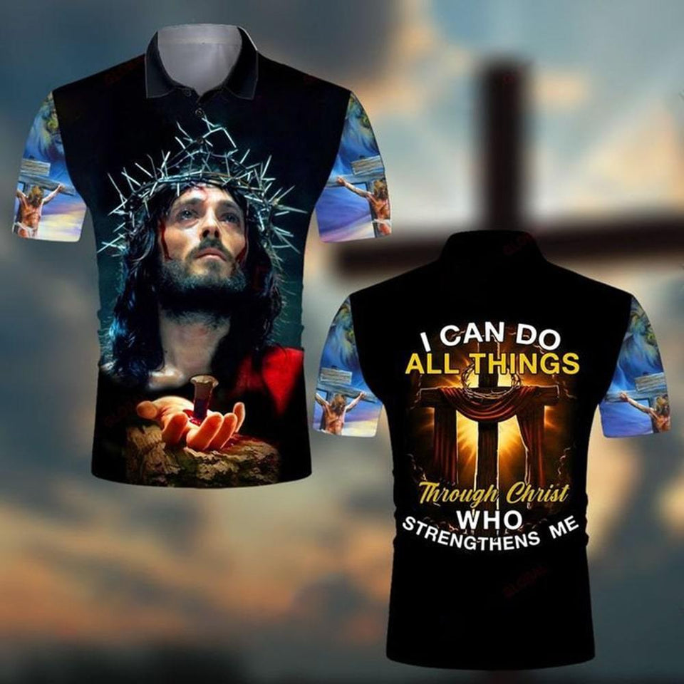 I CAN DO ALL THINGS THROUGH CHRIST WHO STRENGTHENS ME CHRIST ALL OVER PRINTED SHIRTS