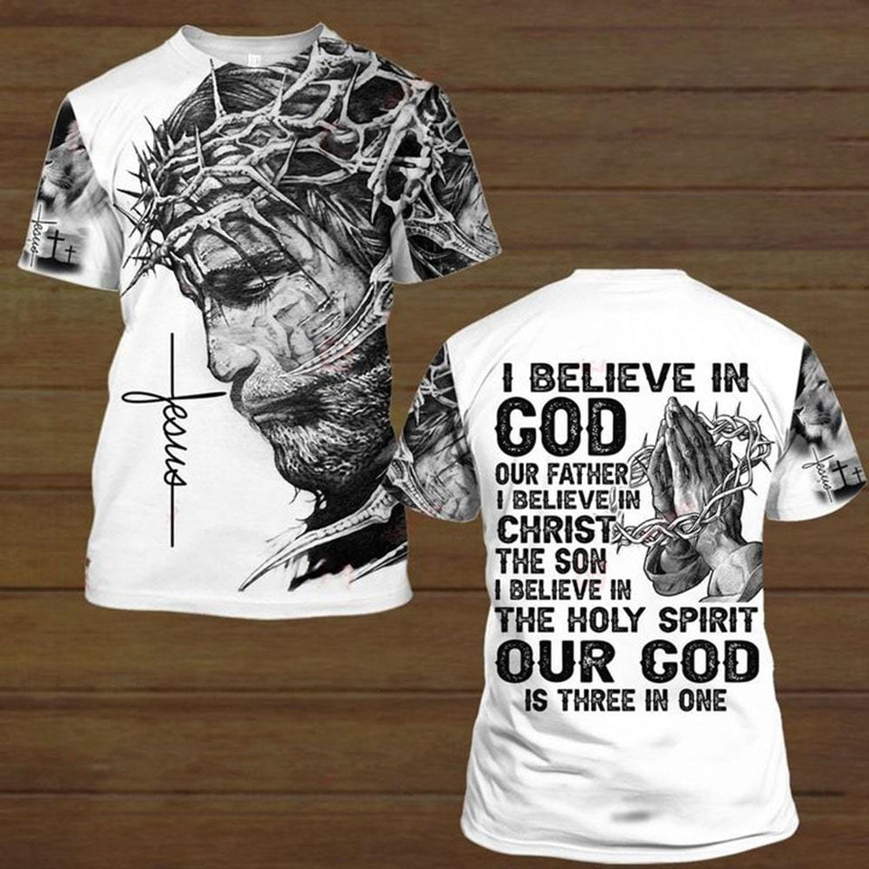 I Believe In God Our Father I Believe In Christ The Son I Believe In The Holy Spirit Out God Is Three In One ALL OVER PRINTED SHIRTS