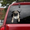 [th0076-snf-tpa]-pug-crack-car-sticker-dogs-lover