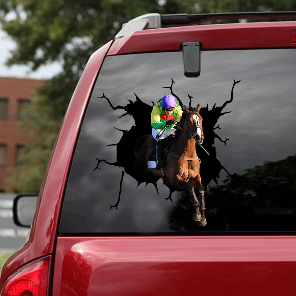 [sk1906-snf-lad]-horse-racing-crack-car-sticker-racing-lover