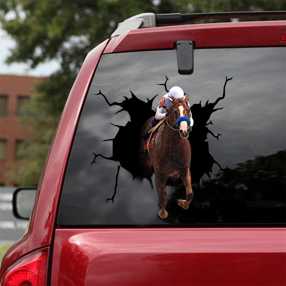 [sk1907-snf-lad]-horse-racing-crack-car-sticker-racing-lover