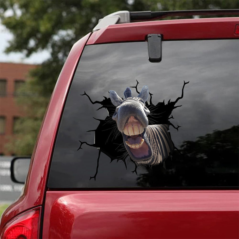 [sk1235-snf-tpa]-funny-zebra-crack-sticker-animals-lover