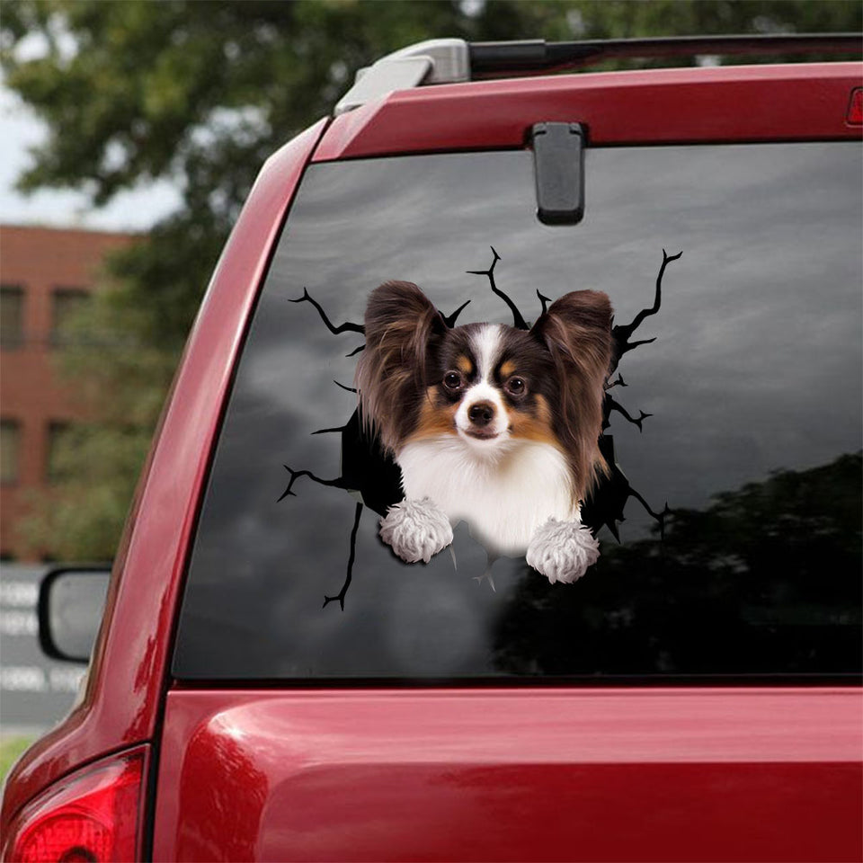 [ld0693-snf-lad]-papillon-dog-crack-car-sticker-dogs-lover