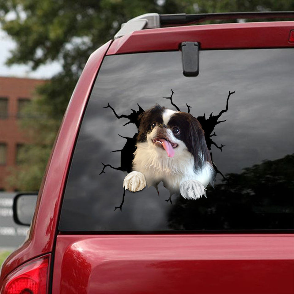 Japanese Chins Crack Decal Sticker Car Super Cute Custom Car Window Decals Graduation Gifts For Her - General die-cut waterproof vinyl sticker decal