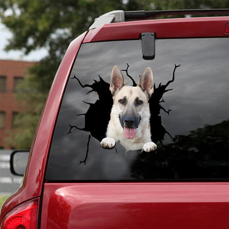 German Shepherd Crack Car Decal Custom Fun Custom Decals Gifts