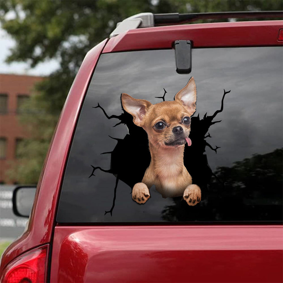 Chihuahua Crack Decals For Cars Likeable Floor Stickers Valentines Day Gifts For Him - Dog Lovers die-cut waterproof vinyl sticker decal