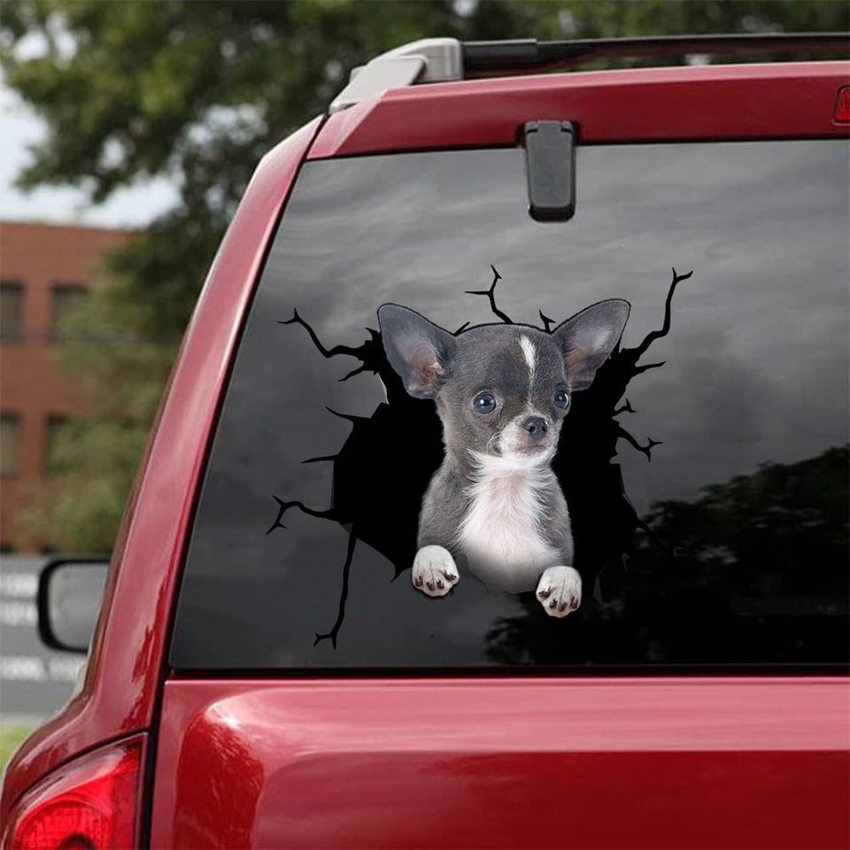 Chihuahua Crack Decals For Walls Corny Jokes Custom Vinyl Lettering Fathers Day Crafts - Dog Lovers die-cut waterproof vinyl sticker decal