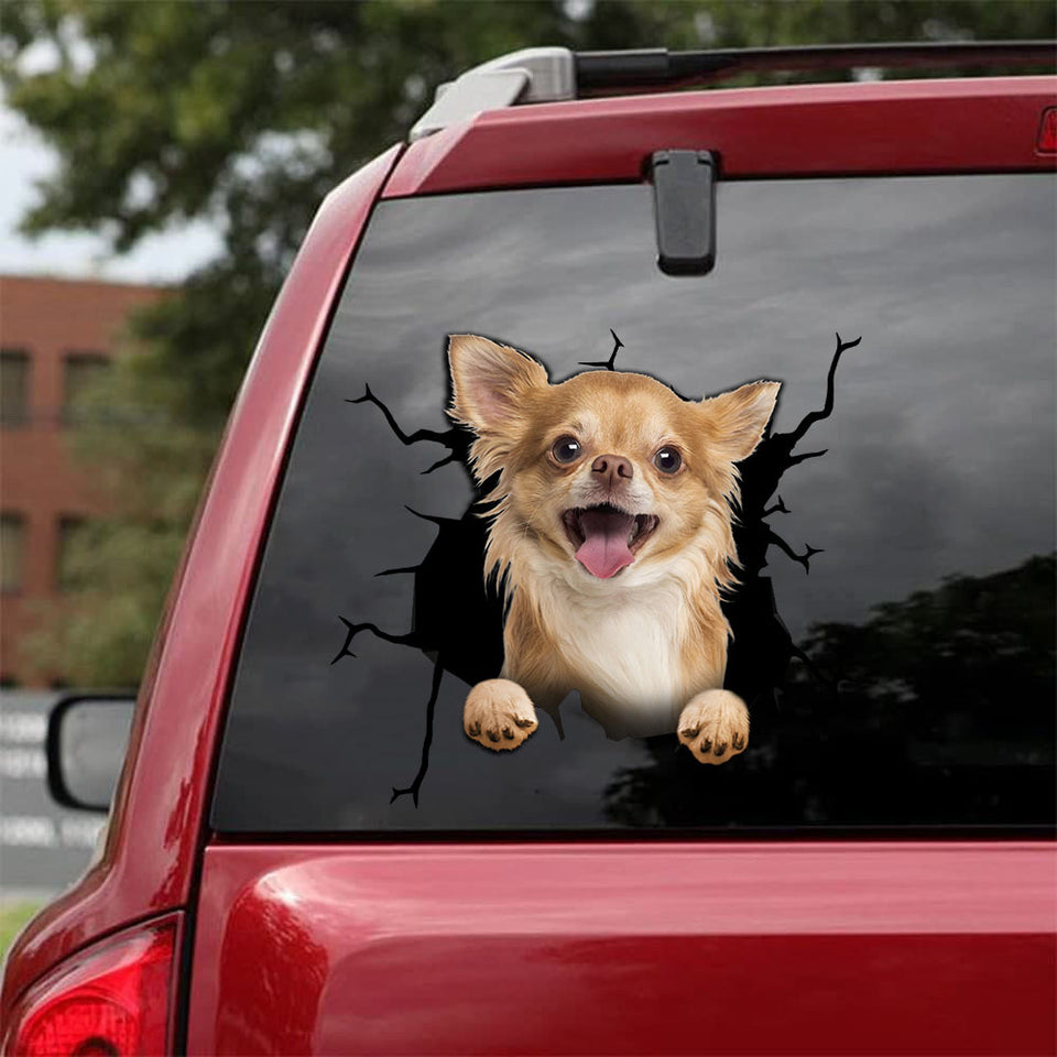 Chihuahua Crack Sticker Door Pretty Die Cut Stickers Valentine Gift For Boyfriend - Dog Lovers die-cut waterproof vinyl sticker decal