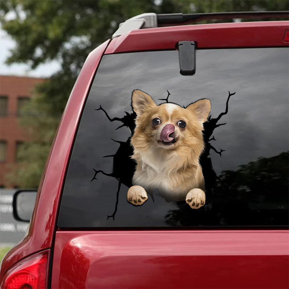 Chihuahua Crack Sticker Emoji Kawaii Name Tag Stickers Christmas Gifts For Husband - Dog Lovers die-cut waterproof vinyl sticker decal