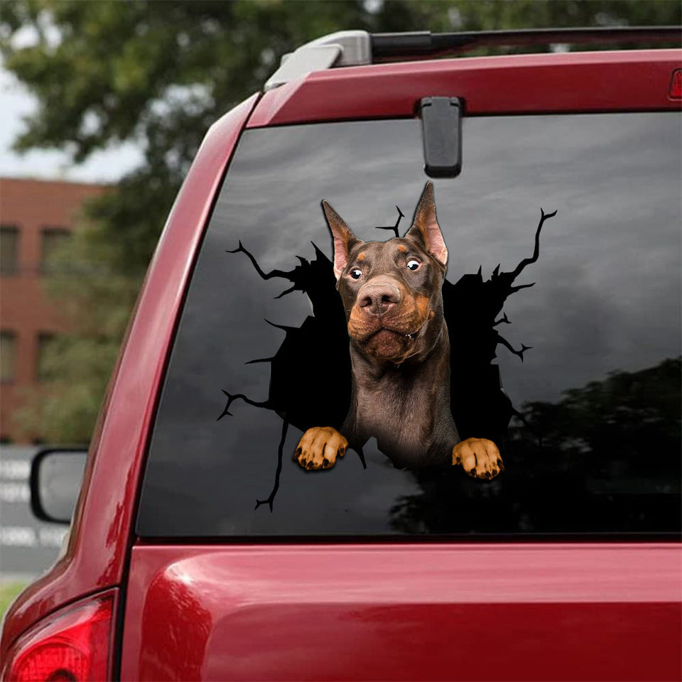 Doberman Crack Sticker For Car Window Corny Jokes Dot Stickers Gifts For Women - Dog Lovers die-cut waterproof vinyl sticker decal