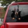 Doberman Crack Door Decal Funny Jokes Window Decals For Business Gifts For Couples - Dog Lovers die-cut waterproof vinyl sticker decal
