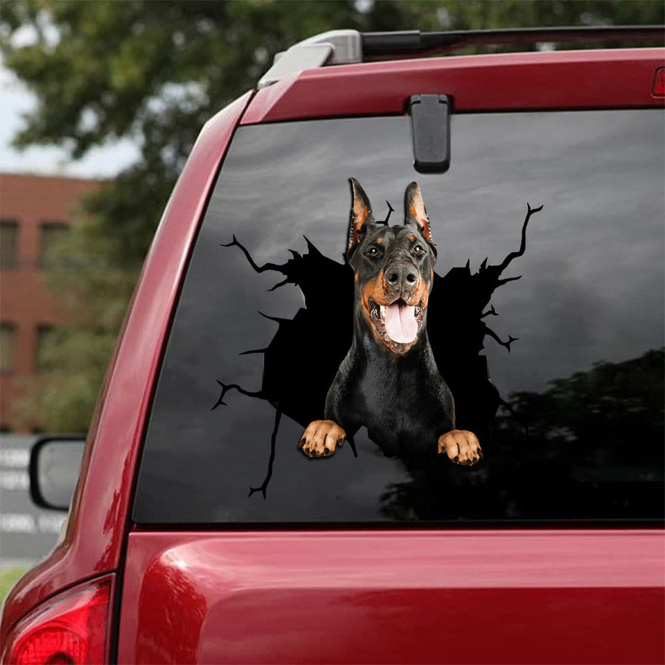 Doberman Crack Dad Decal Funny Jokes Custom Stickers Valentines Gifts - Dog Lovers die-cut waterproof vinyl sticker decal