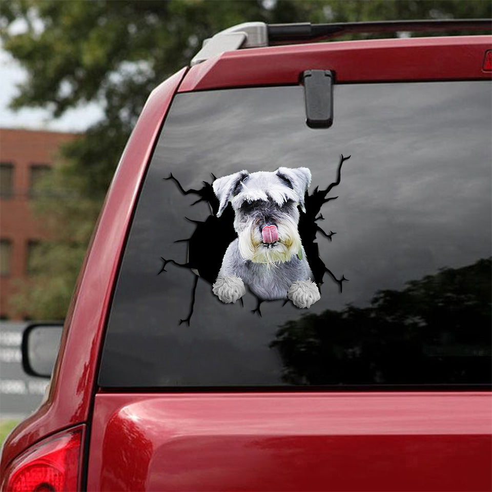 [th0582-snf-tpa]-schnauzer-crack-car-sticker-dogs-lover