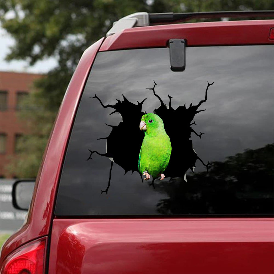 Green Parrotlet Crack Sticker Cute Cuteness Overloaded Kiss Cut Stickers Good Gifts For Dad - Wildlife & Nature die-cut waterproof vinyl sticker decal