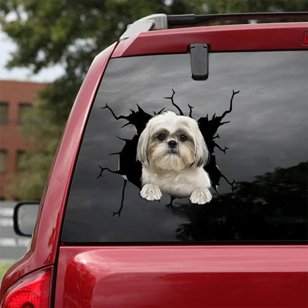 Shih Tzu Crack Decal Sticker Car Humor Waterproof Labels For Bottles Photo Gifts